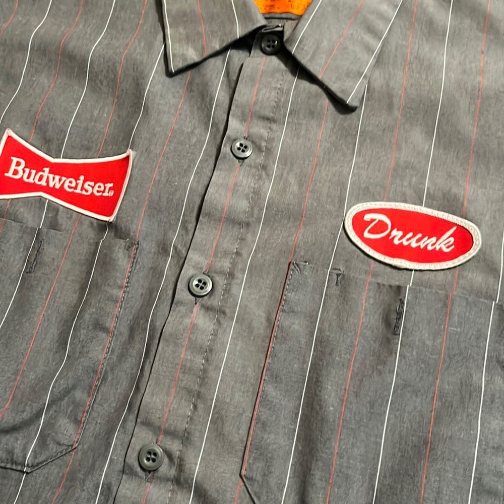 Drunk Budweiser button Down shirt.